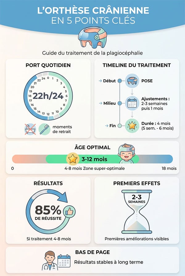Combien de temps faut-il pour corriger la forme du crâne en cas de plagiocéphalie ?